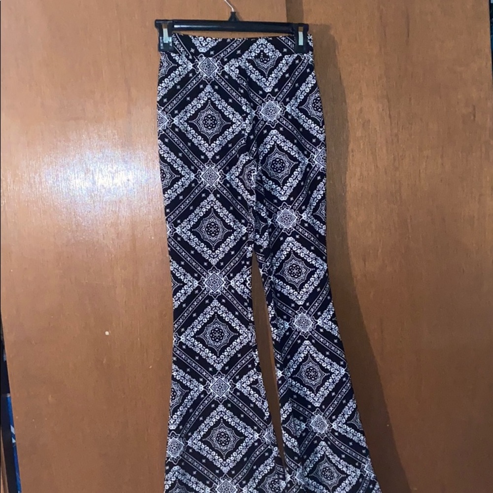 Black and white tribal flare pants